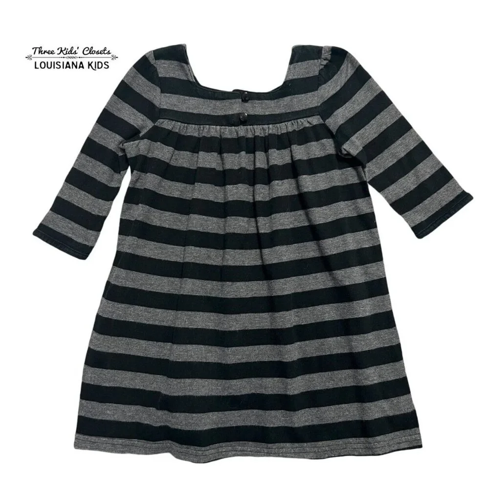 Baby Gap 3Y Black & Gray Striped Dress